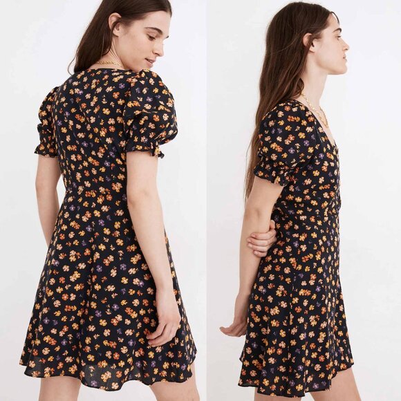 Madewell Smock-Sleeve Button-Front Mini Dress Happy Hibiscus Size 2 Floral $128 - Picture 2 of 16